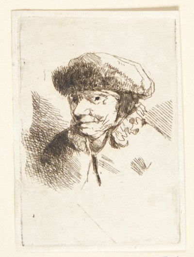 Smilende gammel kvinne med pelslue av Cornelis Pietersz Bega
