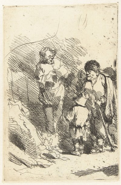 Syngende mann og lyttende publikum inkludert barn og mann av Cornelis Pietersz. Bega