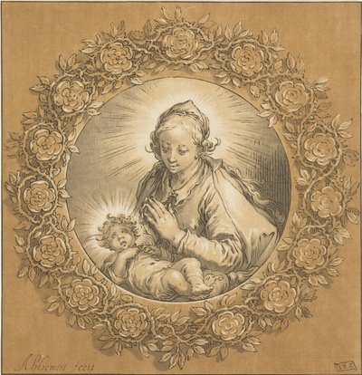 Maria med Kristusbarn Jomfru Maria og Jesusbarnet av Cornelis Ploos van Amstel (signed by artist)