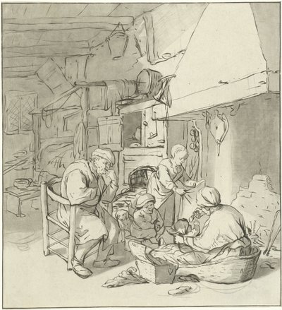 Bondefamilie nær skorstein av Cornelis Ploos van Amstel