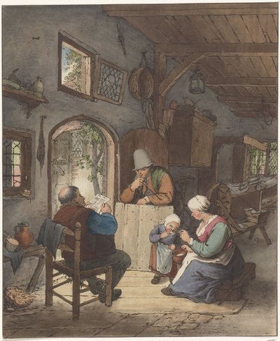 Avisleser i interiør av Cornelis Ploos van Amstel