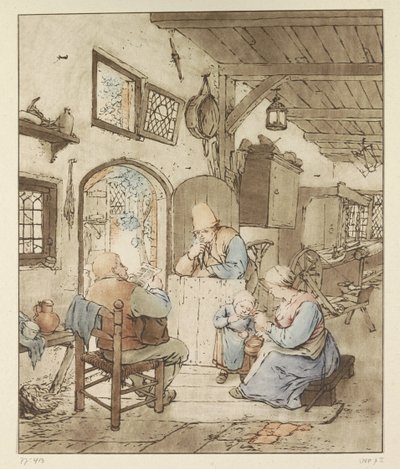 Avisleser i interiør av Cornelis Ploos van Amstel
