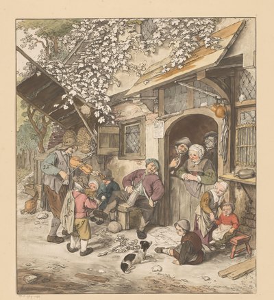 Spelemann foran et vertshus av Cornelis Ploos van Amstel