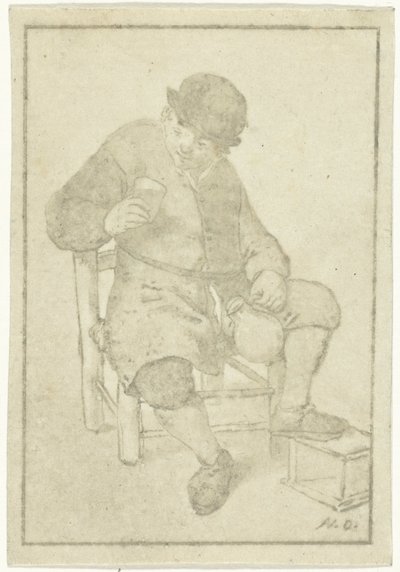 Sittende bonde med mugge av Cornelis Ploos van Amstel