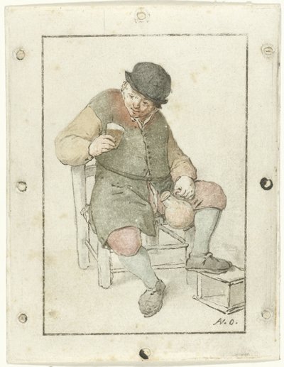 Sittende bonde med mugge av Cornelis Ploos van Amstel