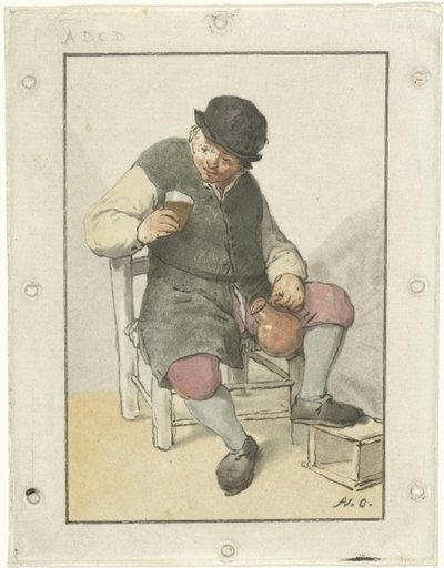 Sittende bonde med mugge av Cornelis Ploos van Amstel