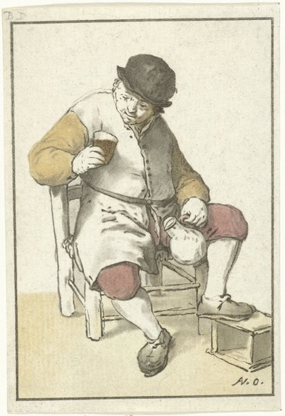 Sittende bonde med mugge av Cornelis Ploos van Amstel