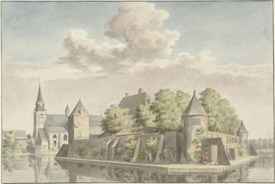Hof van Putten og kirken Geervliet av Cornelis Pronk (possibly)