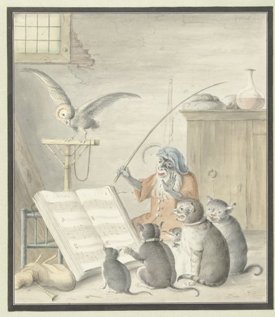 Interiør med kattekonsert av Cornelis Saftleven (possibly)