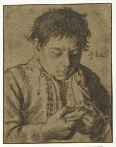 Gutt plukker av lopper, halv lengde av Cornelis Saftleven