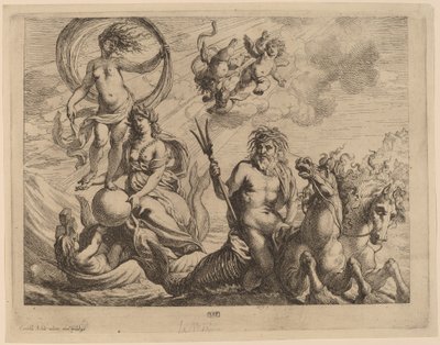 Neptun med to hester på havet av Cornelis Schut I