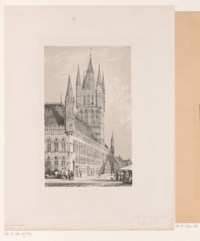 Cloth Hall of Ypres Rådhus fra det trettende århundre (Halte Yperen) (tittel på objekt) av Cornelis Springer