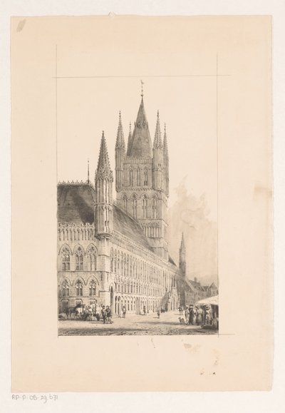 Cloth Hall of Ypres Rådhus fra det trettende århundre av Cornelis Springer