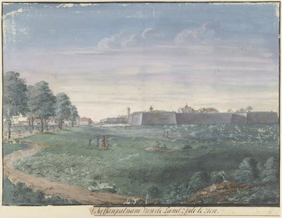 Jaffnapatnam Fort i Ceylon [..]l Jaffanpatnam fra landsiden for å bli sett (tittel på objekt) av Cornelis Steiger