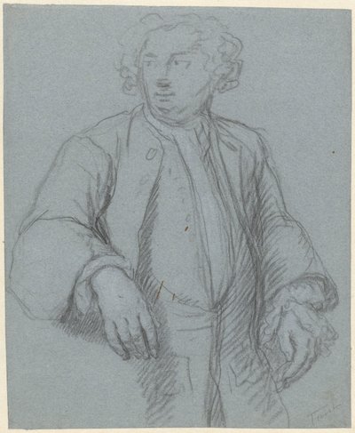 Portrett av en ukjent mann med lang frakk, tre kvarter til venstre av Cornelis Troost (attributed to)