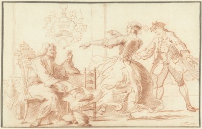 Den rike podagra-lederen, lo av en ung kvinne av Cornelis Troost