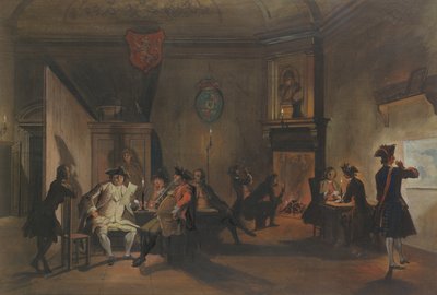 Interiør med militære offiserer av Cornelis Troost