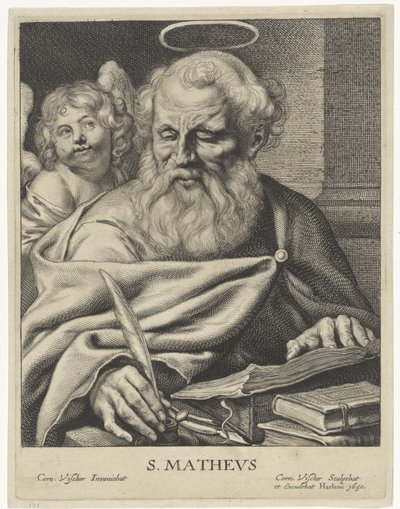 Evangelist Mattheüs S. MATHEVS (tittel på objekt) Vier evangelisten (serietittel) av Cornelis Visscher (II)