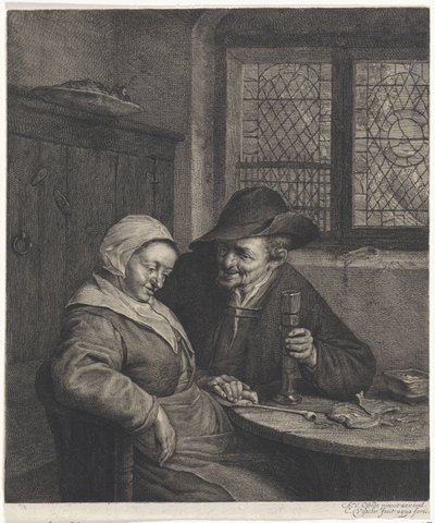gammelt par Den salte Scholletje av Cornelis Visscher (II)