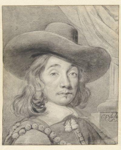 Selvportrett med hatt av Cornelis Visscher (II)