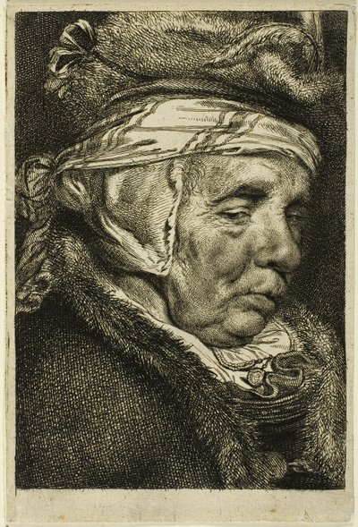 Hodet til en gammel kvinne av Cornelis Visscher
