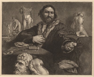 Andrea Odoni av Cornelis Visscher after Lorenzo Lotto