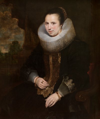 Elisabeth Hoegaerts (olje på lerret) (par til 471109) av Cornelis de (attr. to) Vos