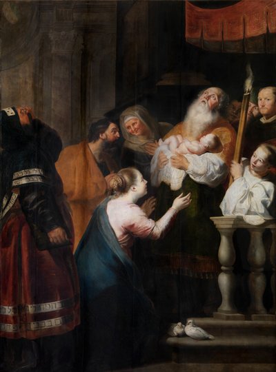 Rensingen av presentasjonen i tempelet (olje på panel) av Cornelis de Vos