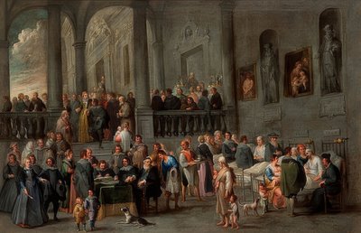Å besøke de syke (fra en syklus med de syv barmhjertighetsverkene). Rundt 1640 av Cornelis de Wael