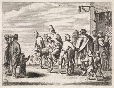 Mann bundet til et esel Sjangerscener (serietittel) av Cornelis de Wael