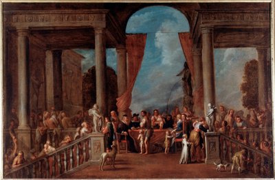 Barmhjertighetsverk: å kle de nakne (maleri av Cornelis de Wael