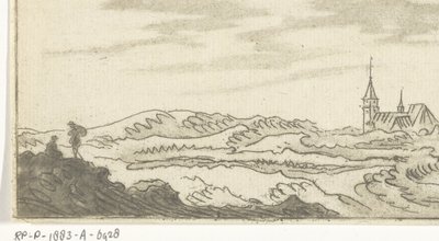 Sanddynelandskap med kirke av Cornelis van Noorde