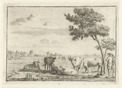 Fem kyr på en eng av Cornelis van Noorde