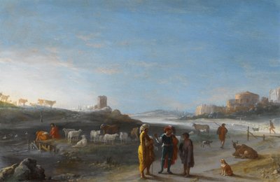 Et italiensk landskap med et uidentifisert emne fra Det gamle testamente av Cornelis van Poelenburch