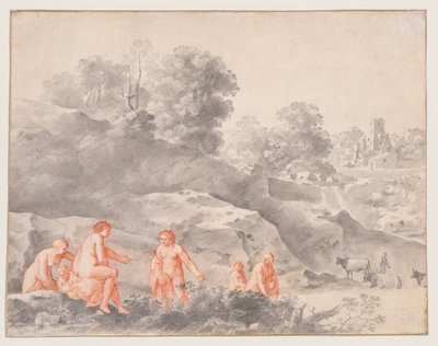 Nakenbilder i et landskap (muligens Diana og Callisto) av Cornelis van Poelenburch