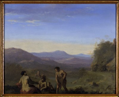 Arkadisk landskap (olje på kobber) av Cornelis van Poelenburgh or Poelenburch