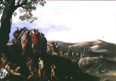 Moses slår vann fra klippene av Cornelis van Poelenburgh or Poelenburch