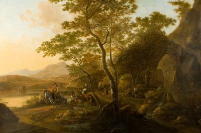 Landskap med figurer, ca. 1655-1710 (olje på lerret) av Cornelis van Swanenburgh