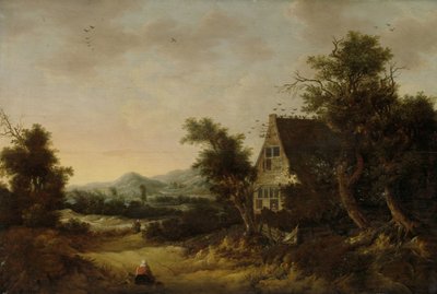 Kupert landskap med bondehytte av Cornelis van Zwieten