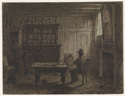 Mann som sitter i et rom av Cornelis van der Griendt
