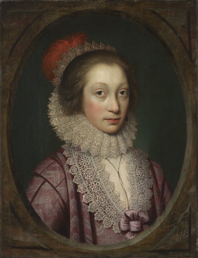 Portrait of a Woman, muligens Elizabeth Boothby, 1619 av Cornelius Janssen van Ceulen