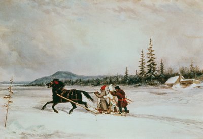 Beboere Slede, ca. 1855 av Cornelius Krieghoff