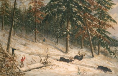 Jakt på elg (olje) av Cornelius Krieghoff