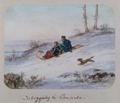 Taboggining i Canada av Cornelius Krieghoff
