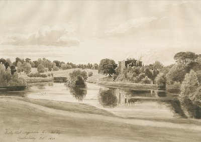 Betley Hall: sepia vasketegning, oktober 1820 av Cornelius Varley