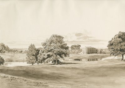 Betley Hall: sepia vasketegning, oktober 1820 av Cornelius Varley