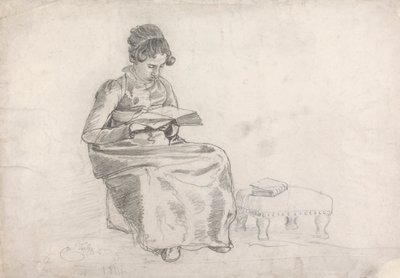Jente som leser en bok av Cornelius Varley