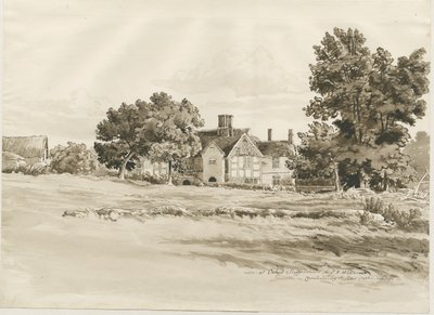 Oaken - Farm House: sepia vasketegning, 5. august 1820 av Cornelius Varley