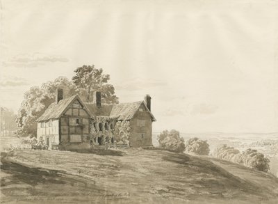 Patshull Park - Lodge: sepia vasketegning, august 1820 av Cornelius Varley