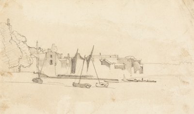 Småbåter i havnen av Cornelius Varley